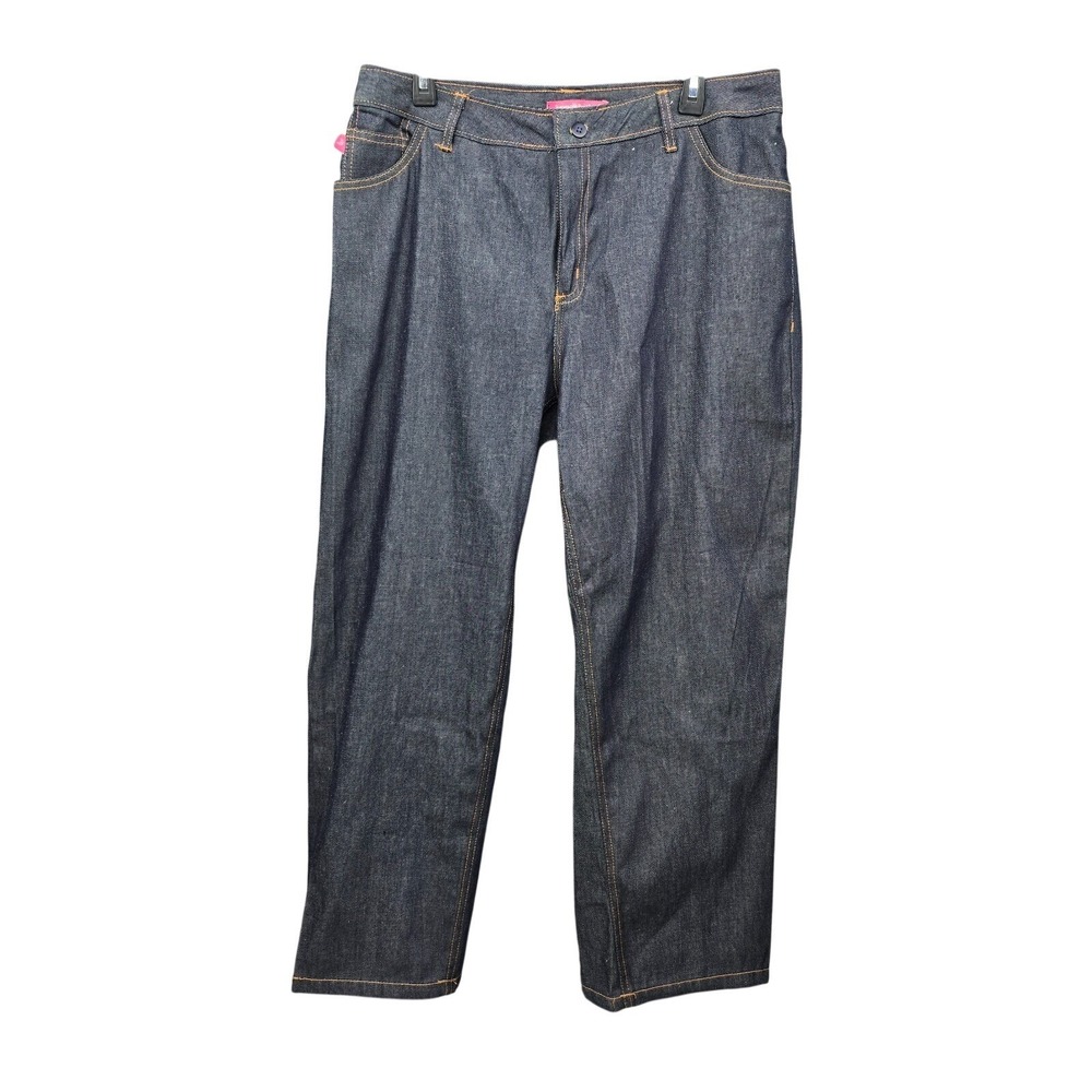 Woman Within Dark Wash Denim Jeans Natural Fit 14WP 34 Waist 27 Inseam Cotton